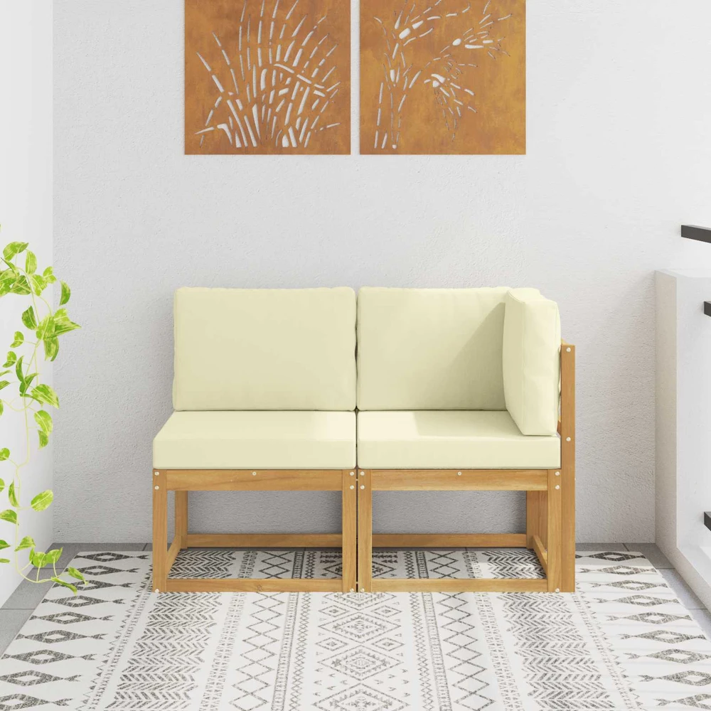Lauko vidurinė ir kampinė sofa su pagalve 2 Vienetas Balta
