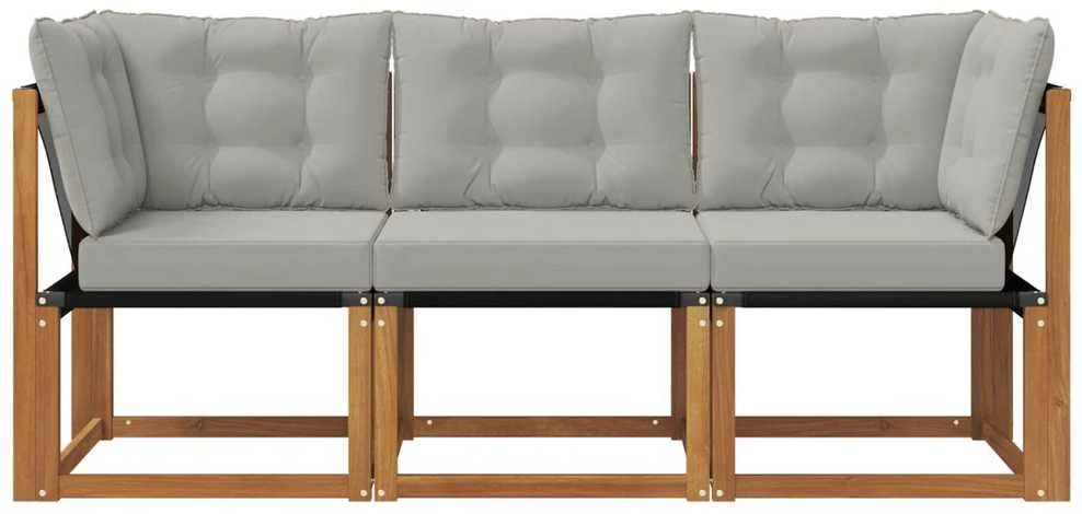3 vnt. Lauko vidurinė ir kampinė sofa Natūrali
