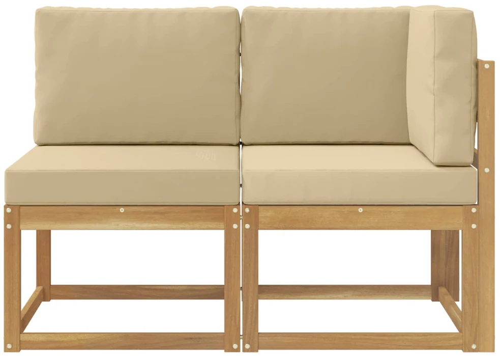 Lauko vidurinė ir kampinė sofa su pagalve 2 Vienetas Balta
