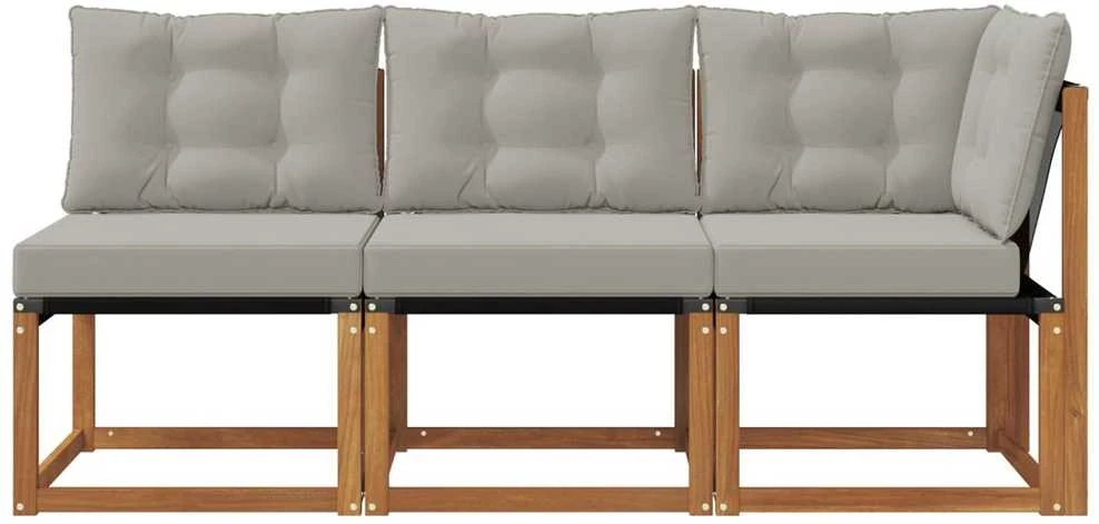 3 vnt. Lauko vidurinė ir kampinė sofa Natūrali