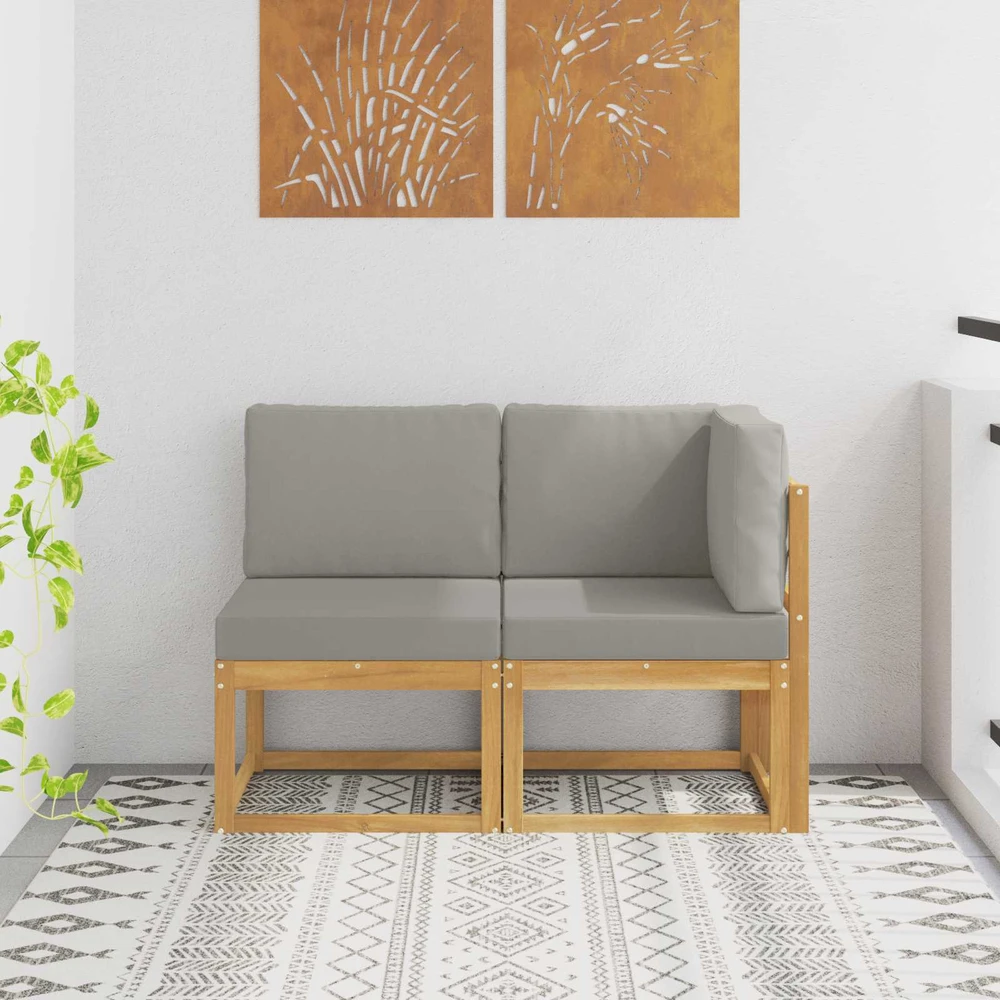 Lauko vidurinė ir kampinė sofa su pagalve 2 Vienetas Balta