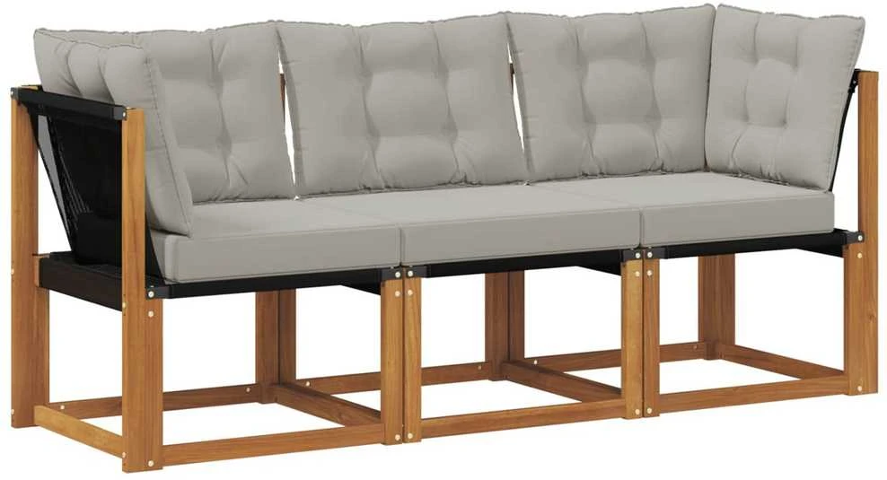 3 vnt. Lauko vidurinė ir kampinė sofa Natūrali