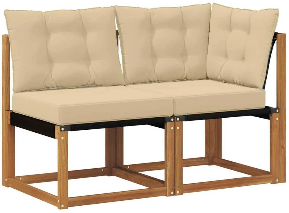 2 vnt. Lauko vidurinė ir kampinė sofa Natūrali