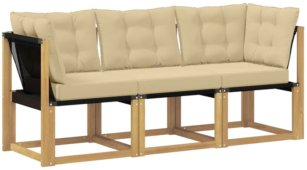 3 vnt. Lauko vidurinė ir kampinė sofa Balta