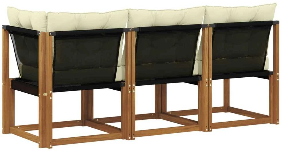 3 vnt. Lauko vidurinė ir kampinė sofa Natūrali