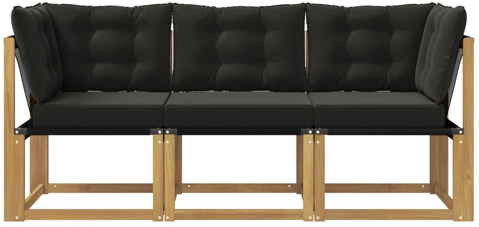 3 vnt. Lauko vidurinė ir kampinė sofa Balta