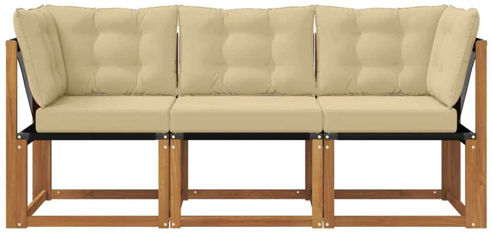3 vnt. Lauko vidurinė ir kampinė sofa Natūrali