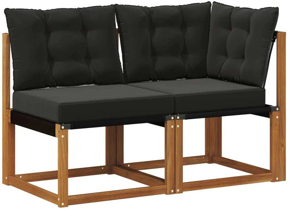 2 vnt. Lauko vidurinė ir kampinė sofa Natūrali