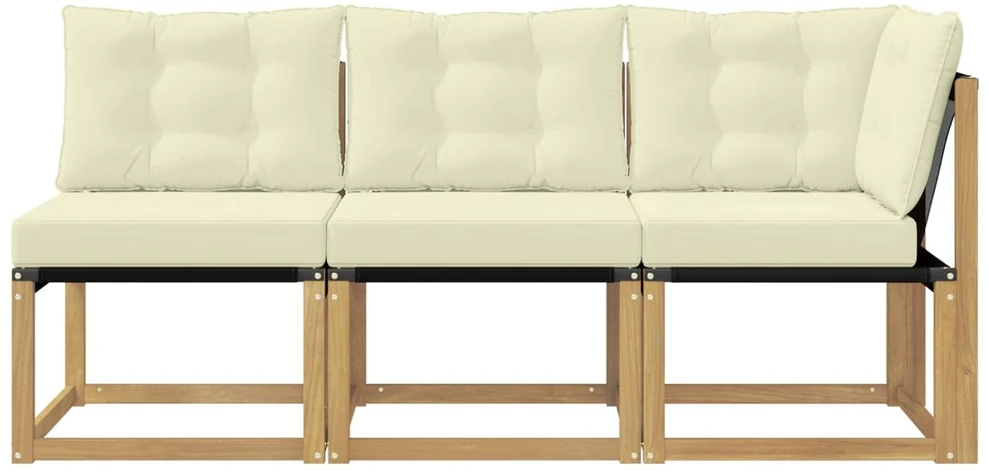 3 vnt. Lauko vidurinė ir kampinė sofa Balta
