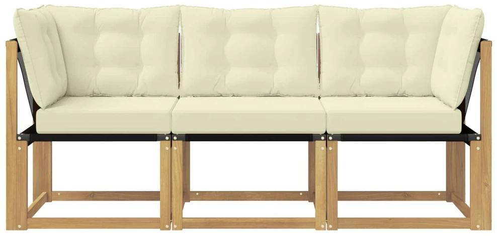 3 vnt. Lauko vidurinė ir kampinė sofa Balta