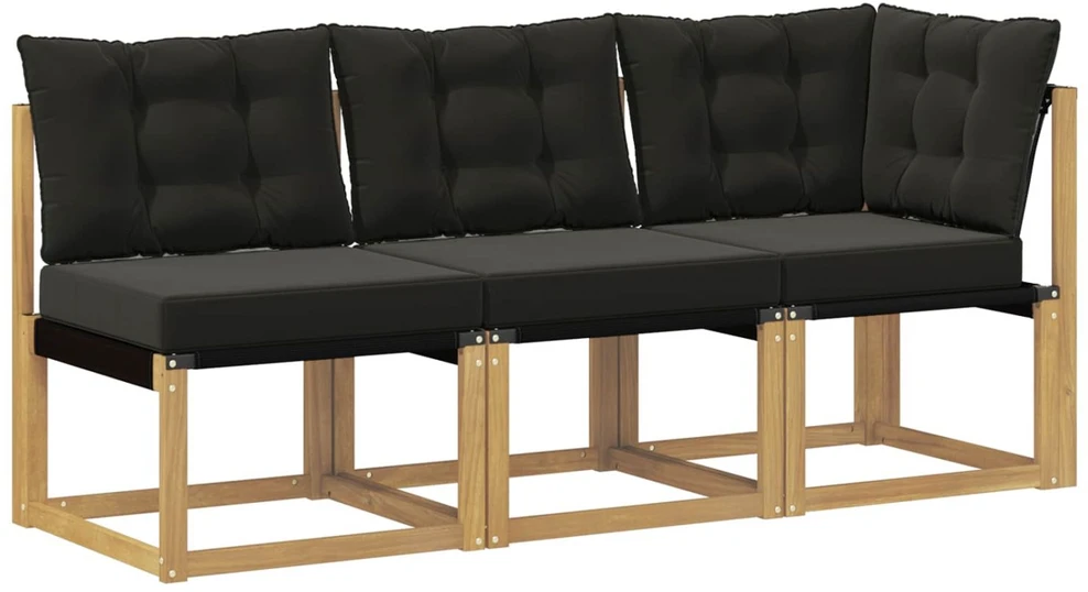 3 vnt. Lauko vidurinė ir kampinė sofa Balta