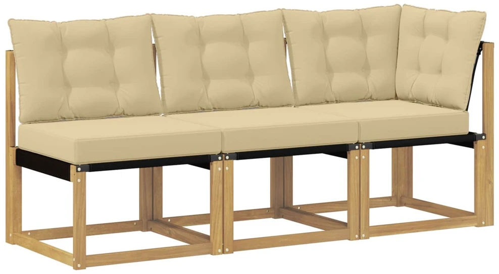 3 vnt. Lauko vidurinė ir kampinė sofa Balta