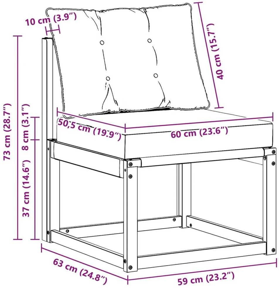 Lauko vidurinė sofa Kietas akacijos medis ir tekstilenas