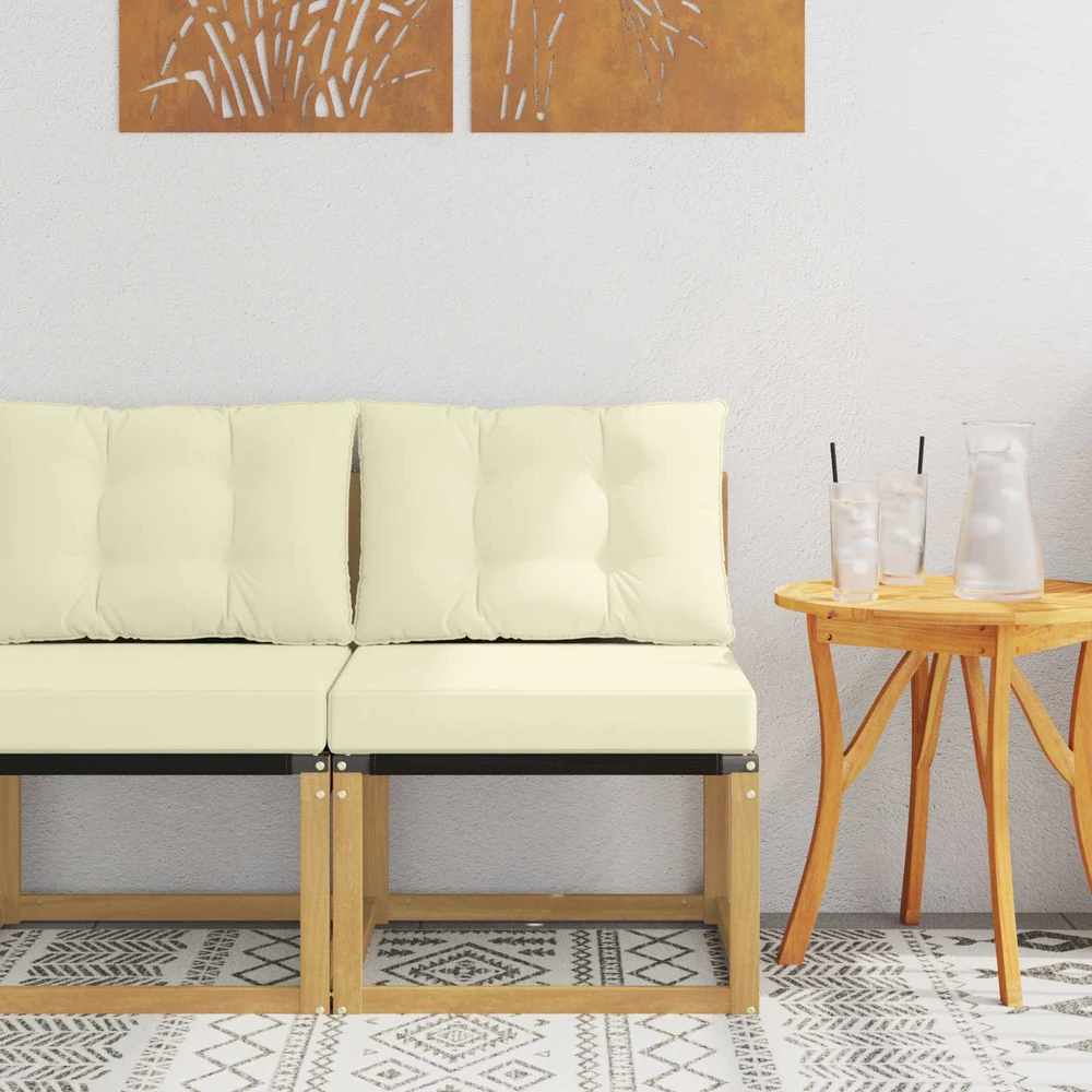 Lauko Vidurinis Sofa Kietas akacijos medis ir tekstilenas Balta