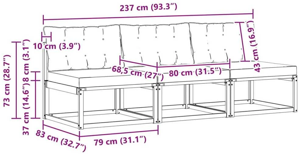 Lauko Vidurinis Sofa Kietos akacijos mediena Balta