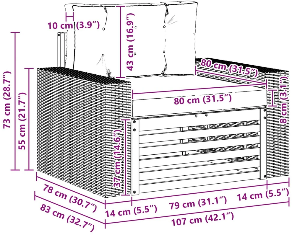 Lauko Vidurinis Sofa Natūrali