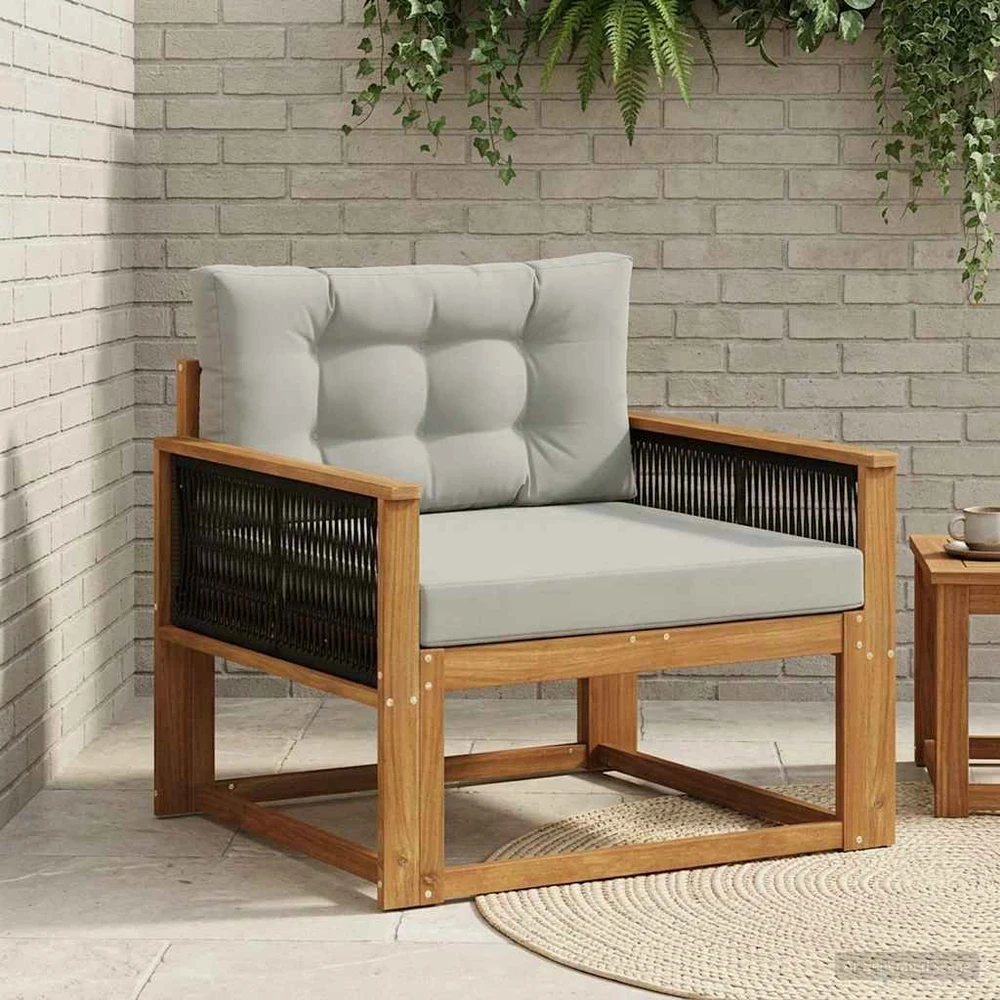 Lauko Vidurinis Sofa Natūrali ir Šviesiai pilka 83 x 91 x 73 cm