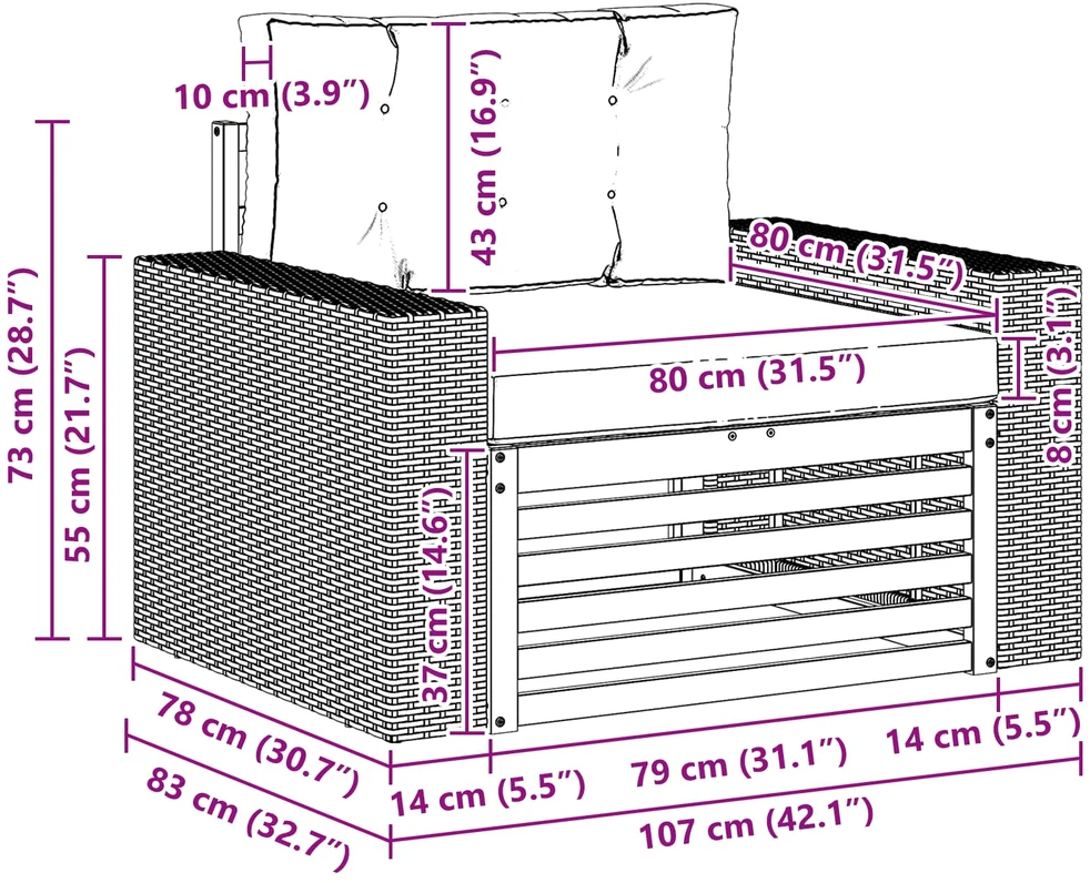 Lauko Vidurinis Sofa Natūrali