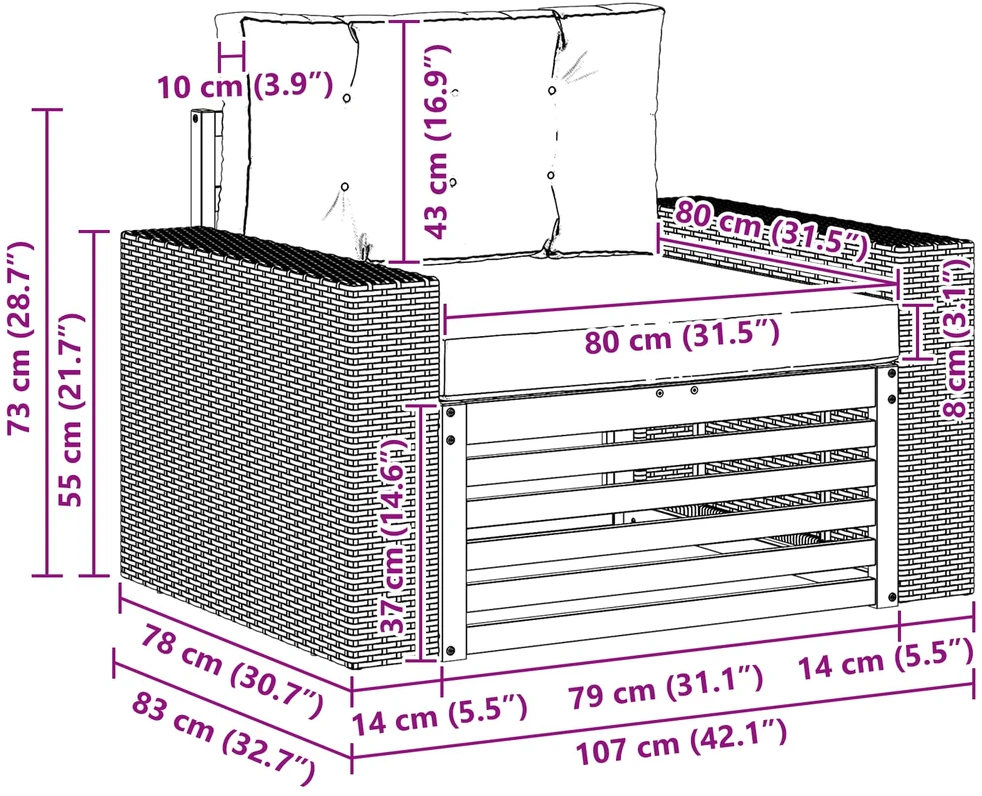 Lauko Vidurinis Sofa Natūrali