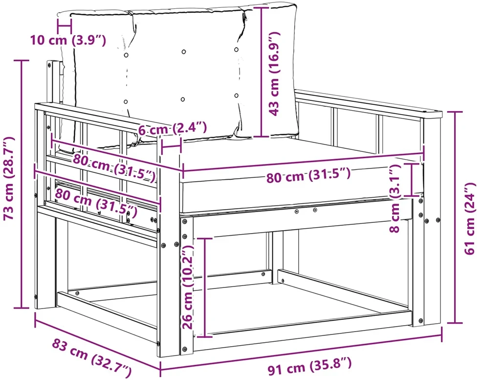 Lauko Vidurinis Sofa Poliesteris Balta