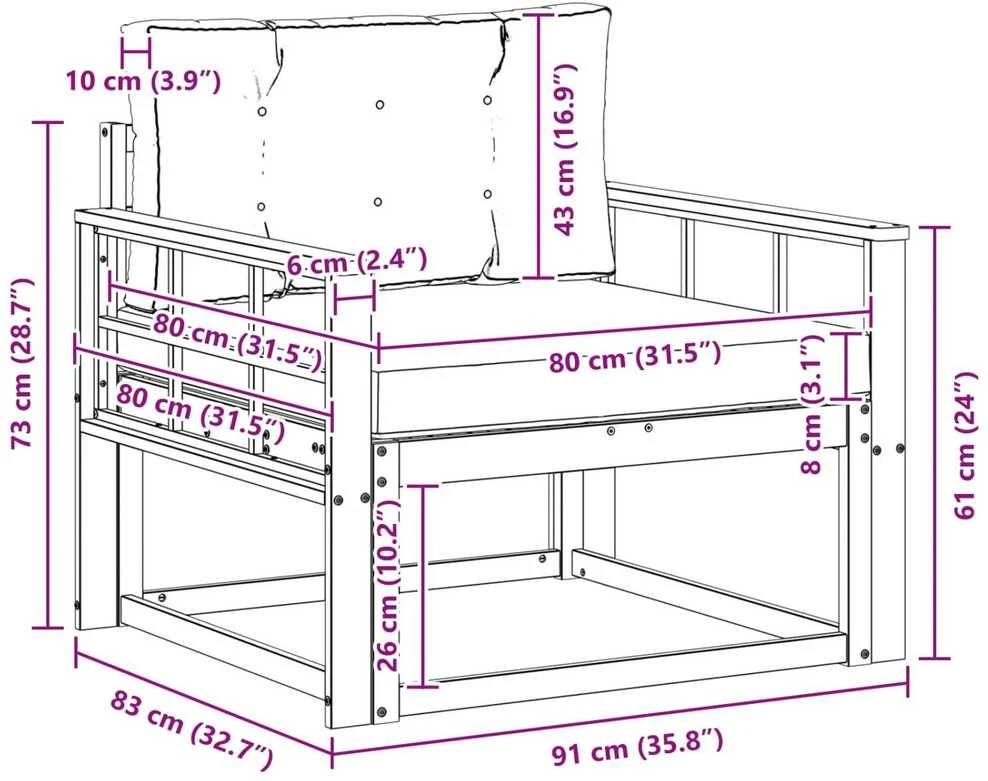 Lauko Vidurinis Sofa Poliesteris Balta