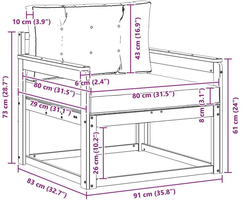 Lauko Vidurinis Sofa Poliesteris Balta