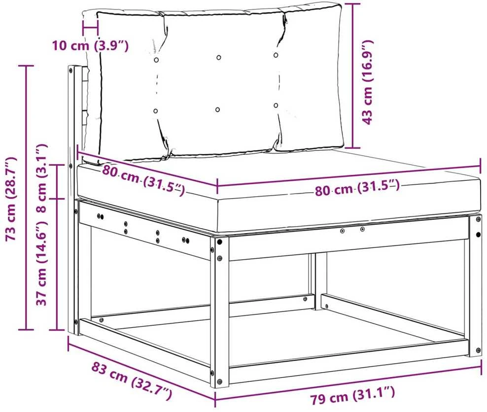 Lauko Vidurinis Sofa Poliesteris Balta