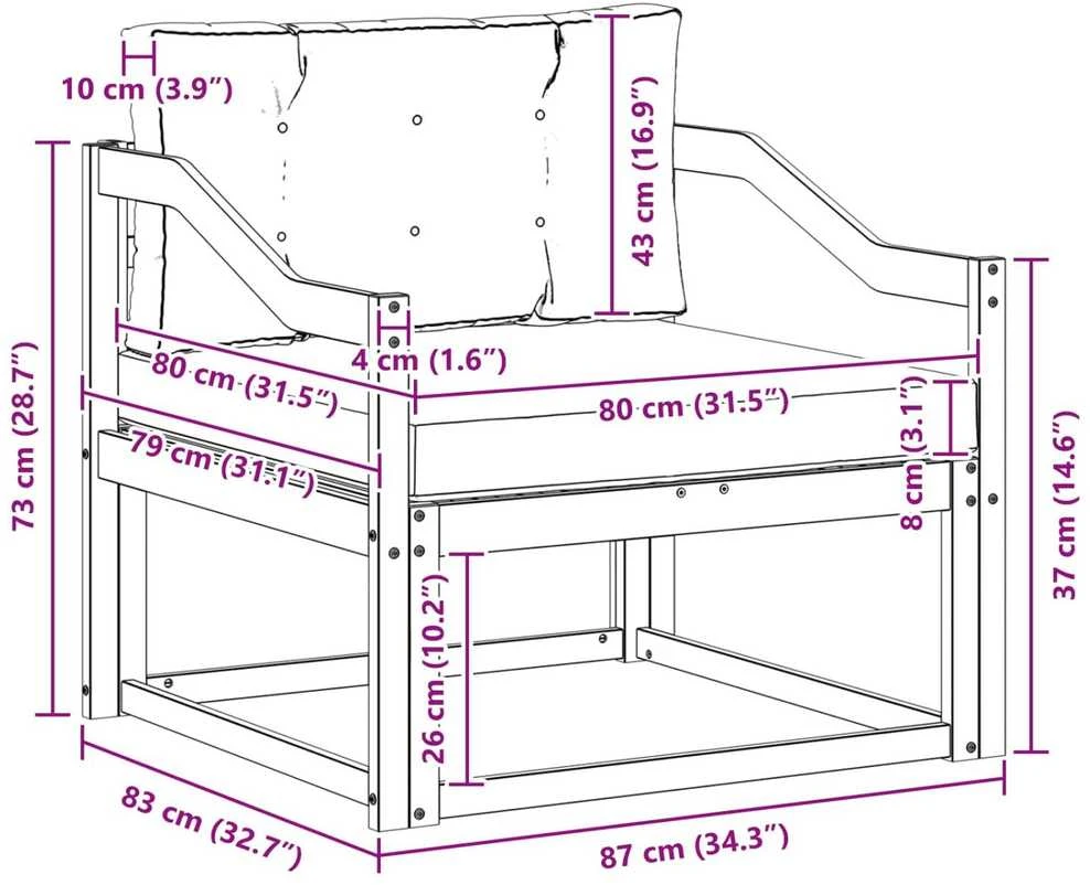 Lauko Vidurinis Sofa Poliesteris Balta