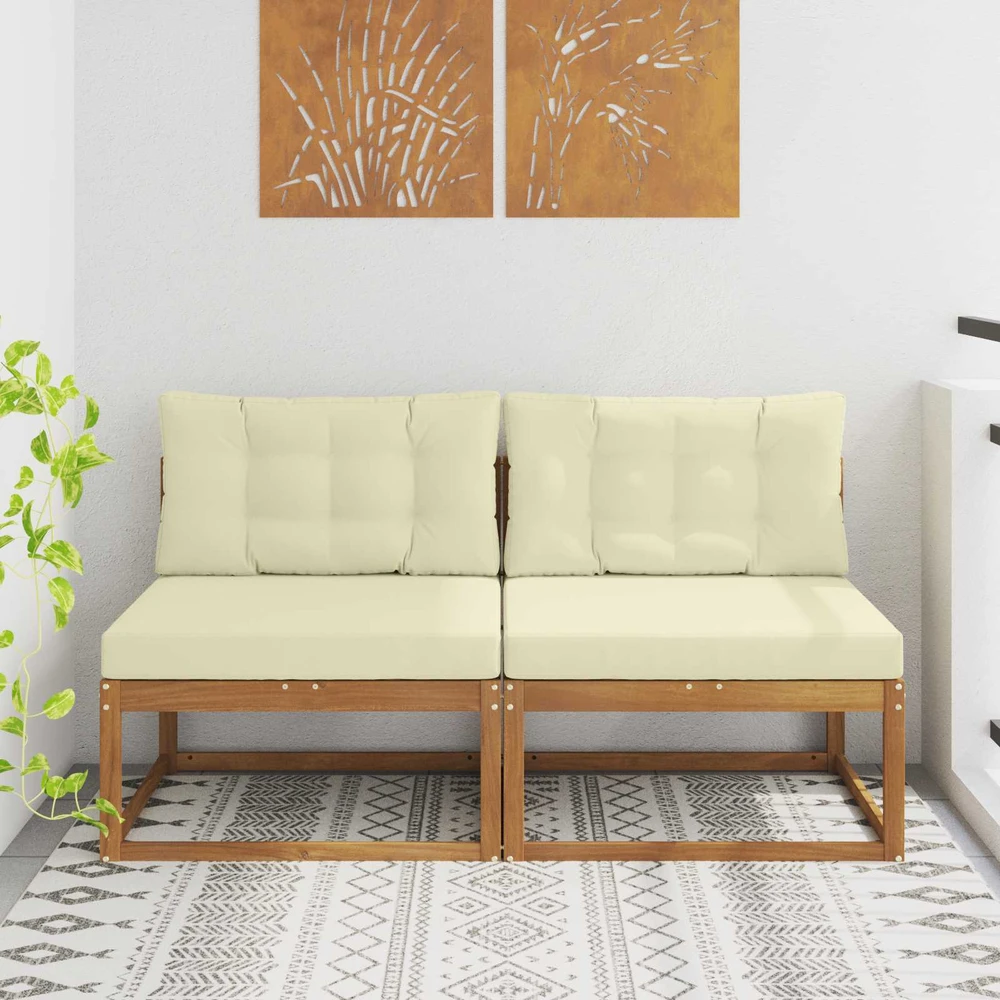 Lauko Vidurinis Sofa su pagalve 2 Vienetas Natūrali