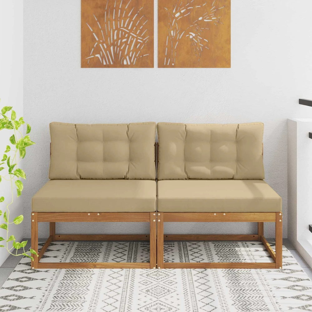 Lauko Vidurinis Sofa su pagalve 2 Vienetas Natūrali
