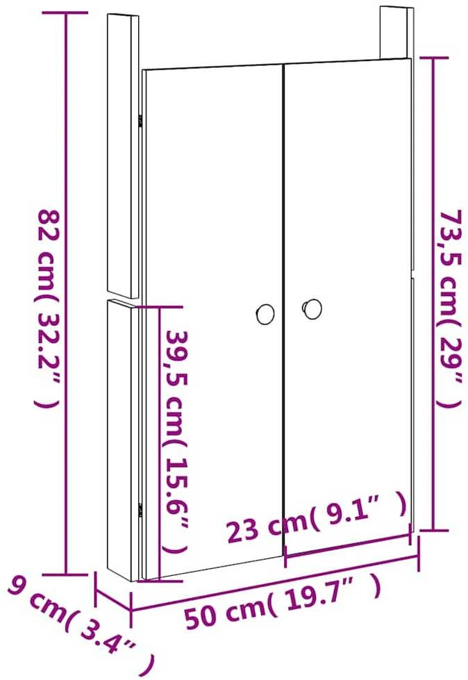 Lauko virtuvės durelės, 2vnt., juodos, 50x9x82cm, pušis