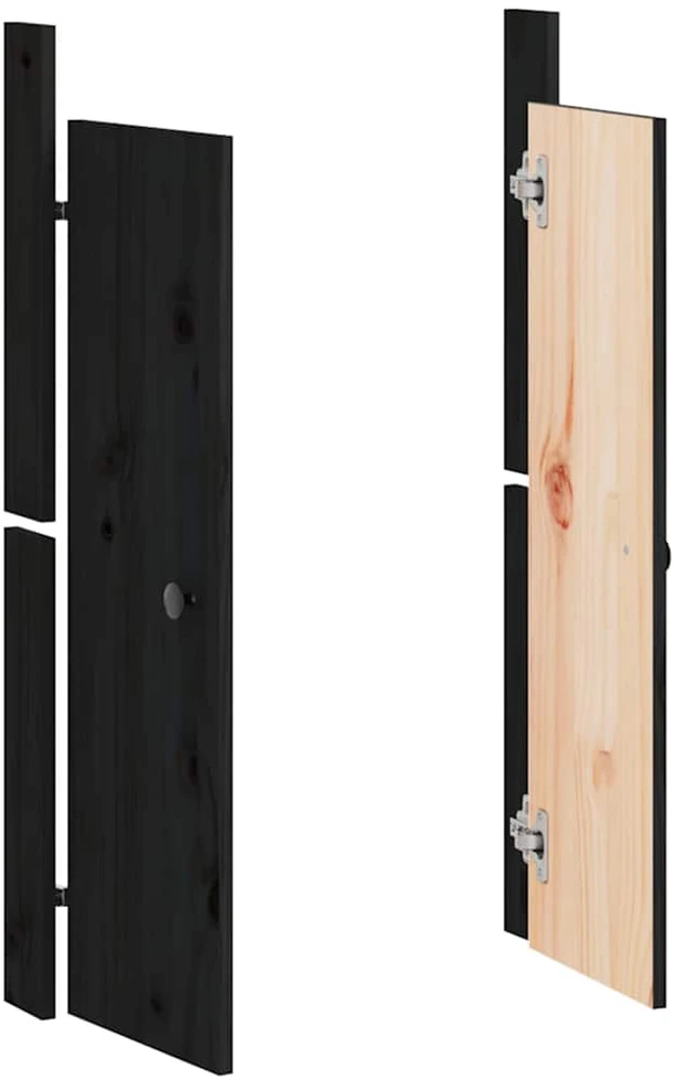 Lauko virtuvės durelės, 2vnt., juodos, 50x9x82cm, pušis