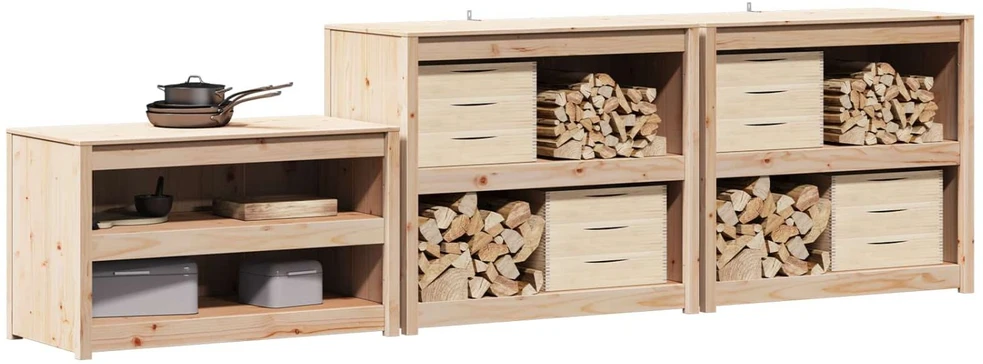 Lauko virtuvės spintelė MEPPEL 3 pcs Natūrali Douglas