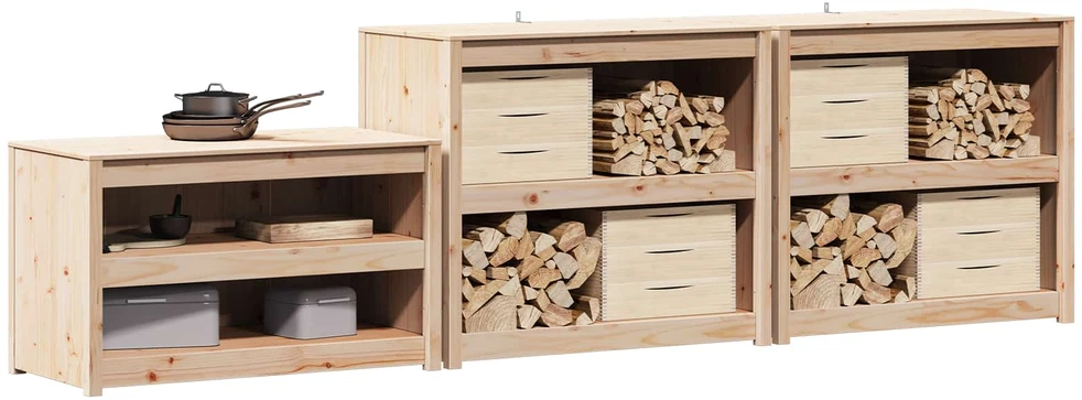 Lauko virtuvės spintelė MEPPEL 3 pcs Natūrali Douglas