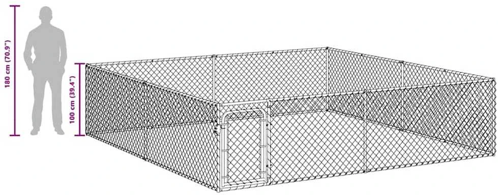 Lauko voljeras šunims, 4x4x1m, galvanizuotas plienas