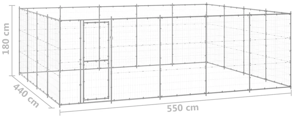 Lauko voljeras šunims, galvanizuotas plienas, 24,2m²