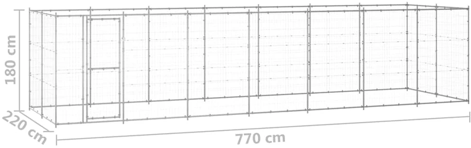 Lauko voljeras šunims, galvanizuotas plienas, 16,94m²