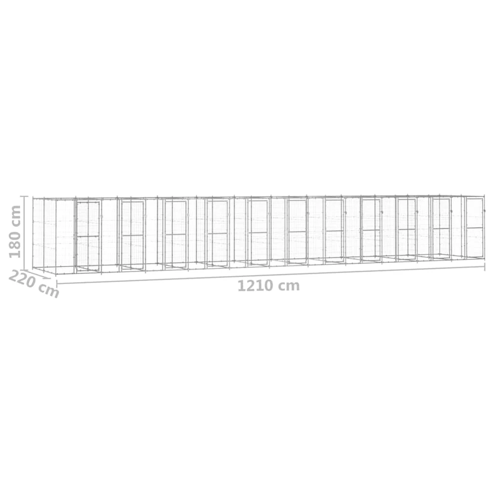 Lauko voljeras šunims, galvanizuotas plienas, 26,62m²
