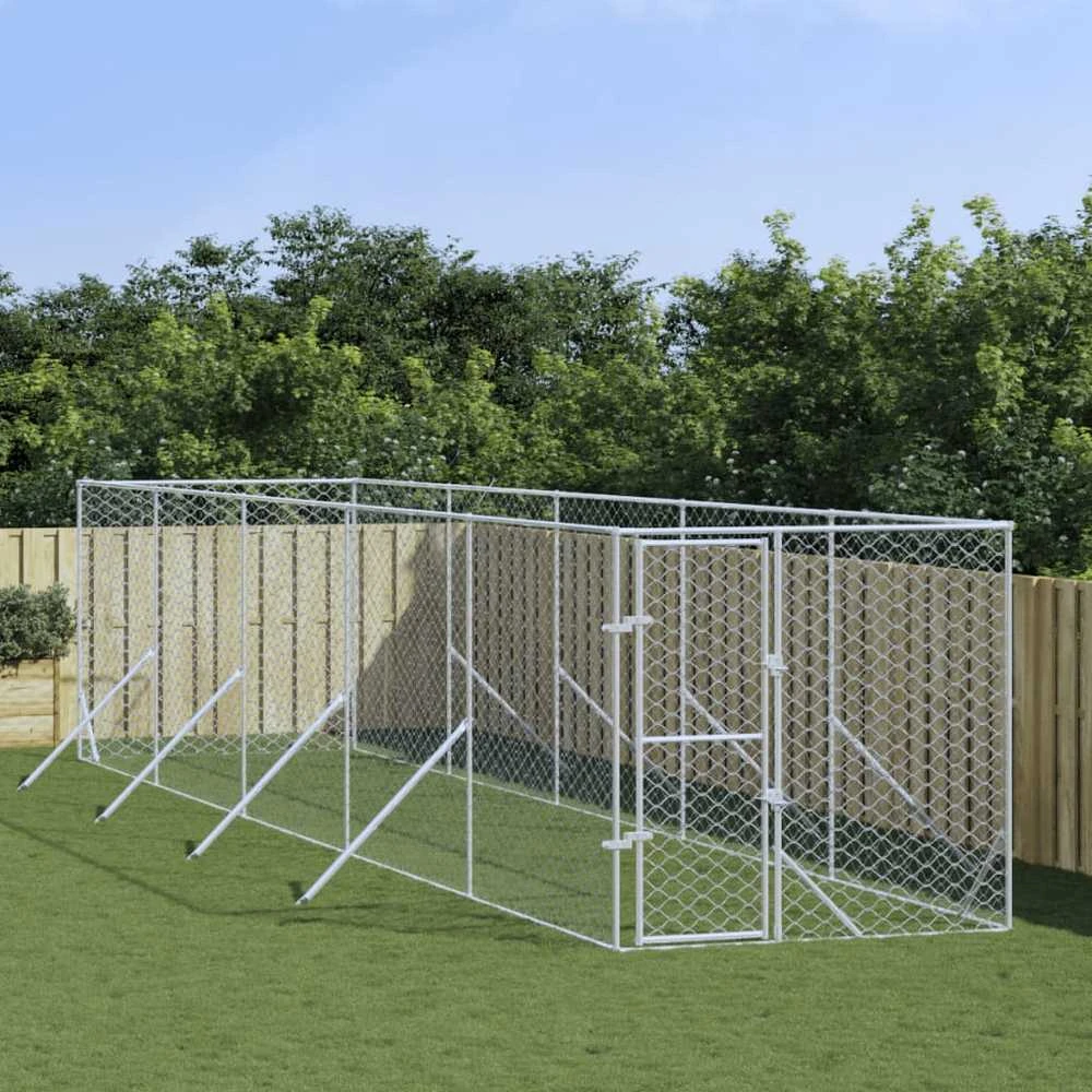 Lauko voljeras šunims, sidabrinis, 2x10x2m, plienas