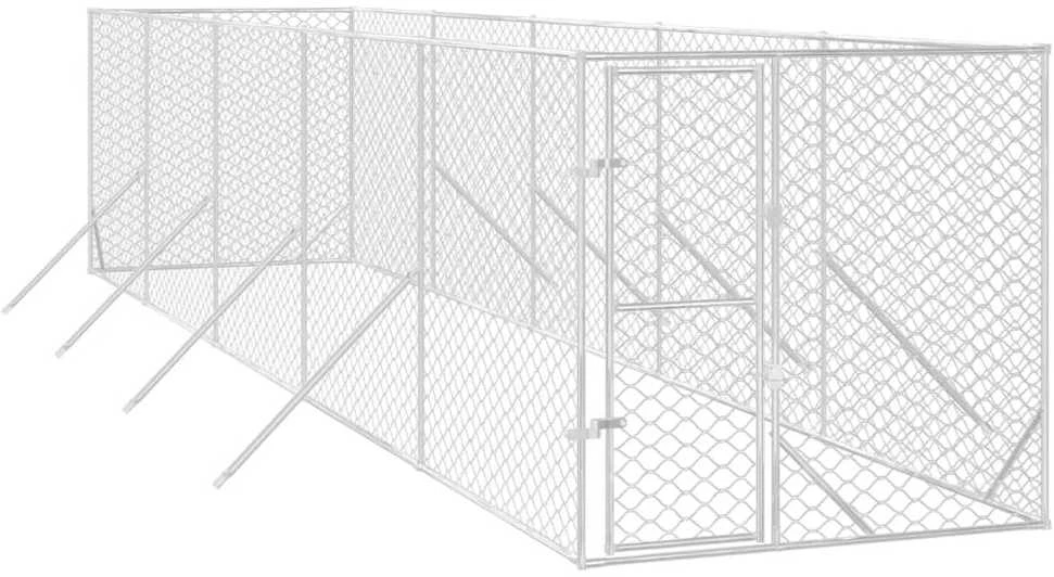 Lauko voljeras šunims, sidabrinis, 2x10x2m, plienas