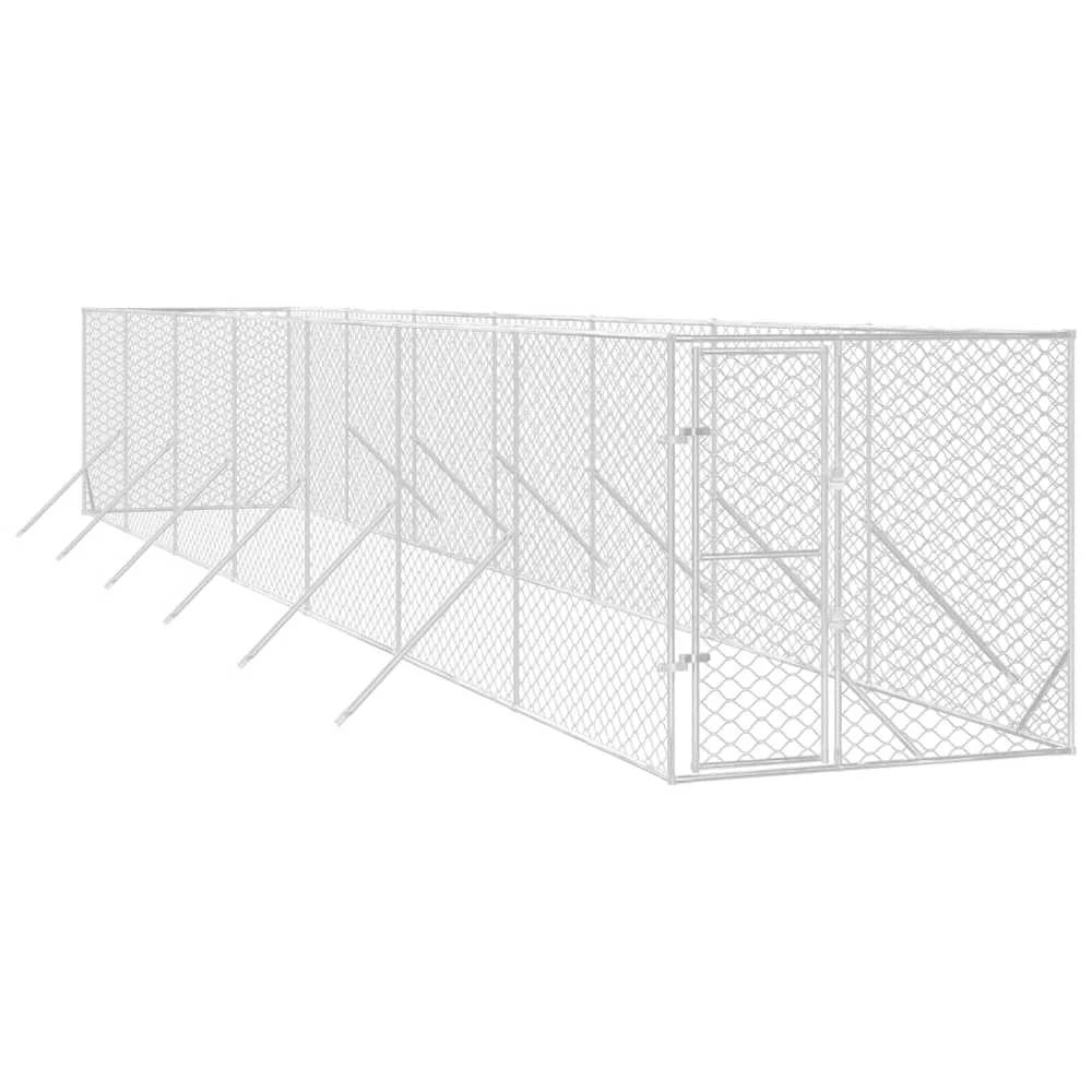 Lauko voljeras šunims, sidabrinis, 2x14x2m, plienas