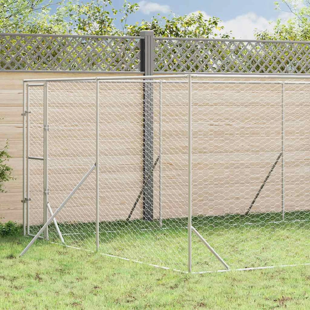 Lauko voljeras šunims, sidabrinis, 4x16x2m, plienas