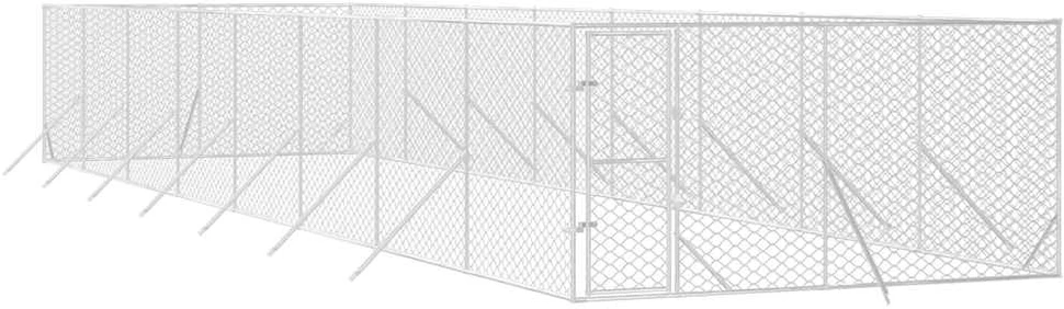 Lauko voljeras šunims, sidabrinis, 4x16x2m, plienas