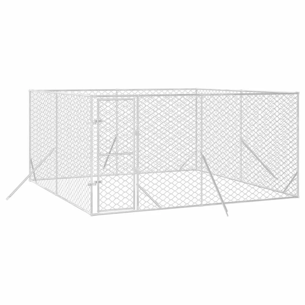 Lauko voljeras šunims, sidabrinis, 4x4x2m, plienas