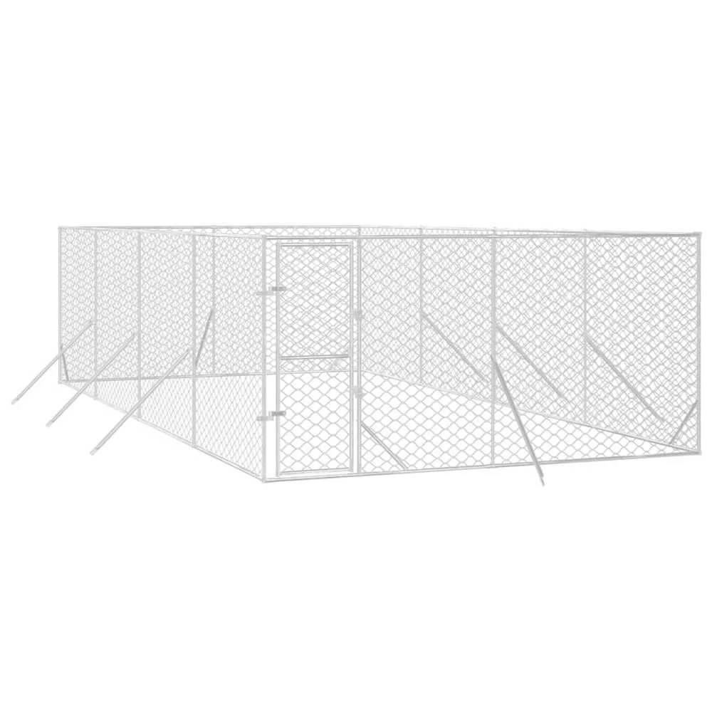 Lauko voljeras šunims, sidabrinis, 4x8x2m, plienas