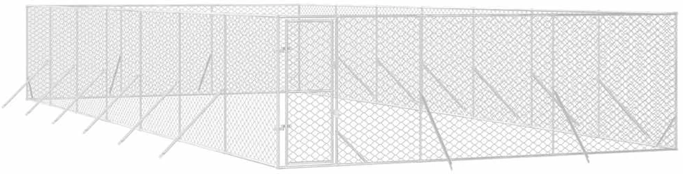 Lauko voljeras šunims, sidabrinis, 6x14x2m, plienas