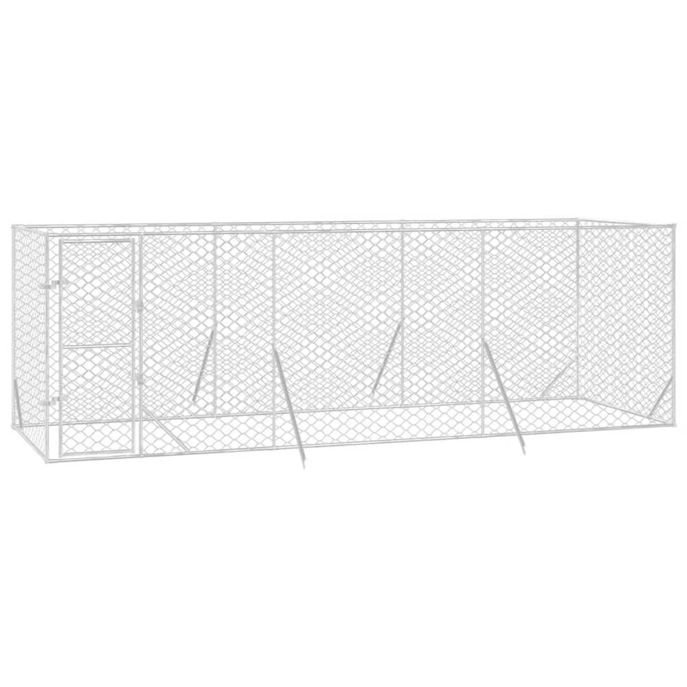 Lauko voljeras šunims, sidabrinis, 6x2x2m, plienas