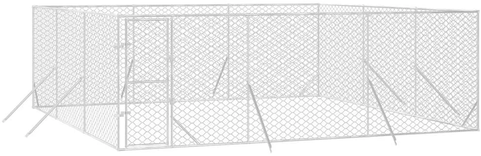 Lauko voljeras šunims, sidabrinis, 6x6x2m, plienas