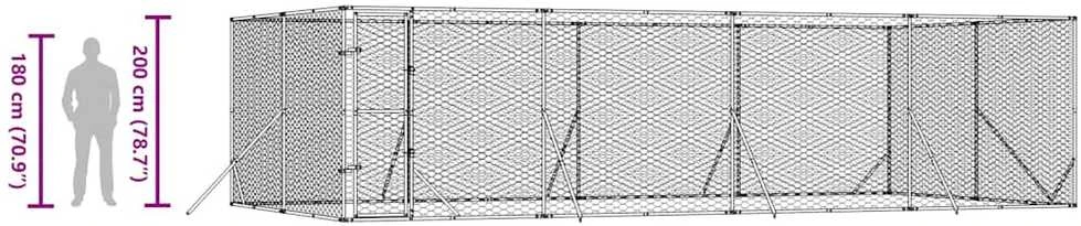 Lauko voljeras šunims, sidabrinis, 8x4x2m, plienas