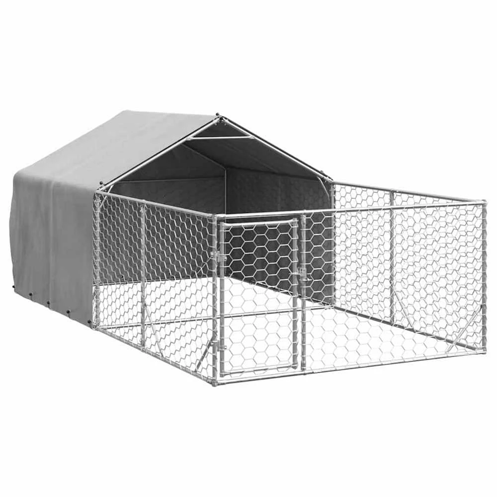 Lauko voljeras šunims su aptvaru, 4x2x1,5m, plienas